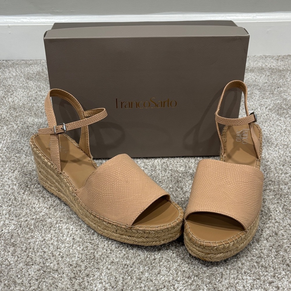 Franco Sarto Beige Wedge Sandals